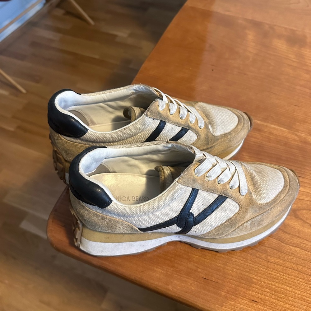 Veronica Beard Tan and Black Women's Sneakers